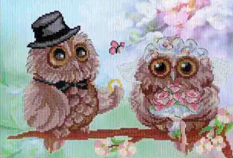 РК-323 Набор для вышивания М.П.Студия "Свадьба совят"