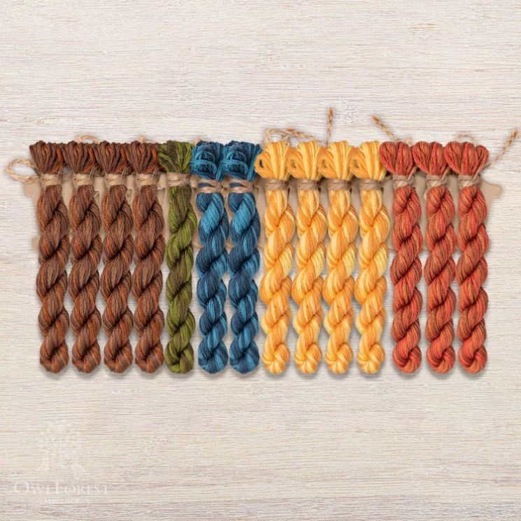  Набор ниток OwlForest для схем «Индейские мотивы» (DMC) 5 цветов «Белки» 28 каунт в 3 нити НМул-ИМБ164-3283-5