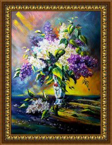 Алмазная мозаика DIY "Сирень в солнечных лучах" F-31