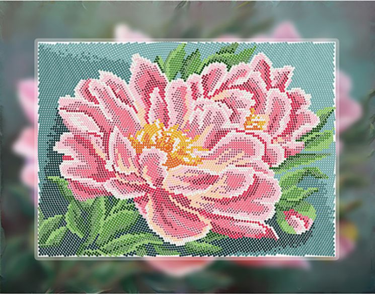 КБ-351 Схема для вышивания бисером ТМ Наследие "Пион (цветок любви)"