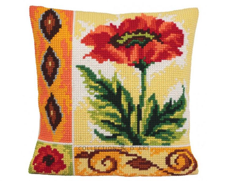 Набор для вышивания крестом Collection D'Art  "Алый мак-2" 5016