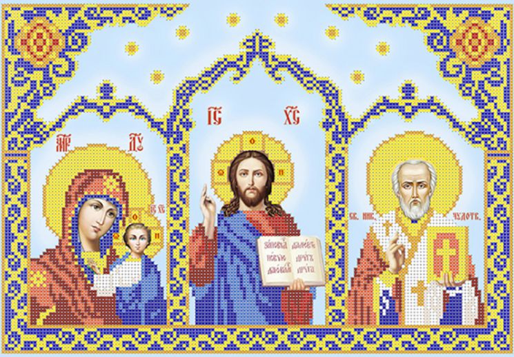 КБ-115 Схема для вышивания бисером ТМ Наследие "Иконостас (синяя)"