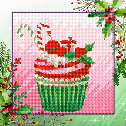 БСА25-100 Алмазная вышивка ТМ Наследие "Рождественский капкейк"