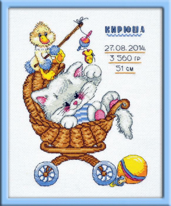 Набор для вышивания крестом ОВЕН "Метрика "Котенок" 708