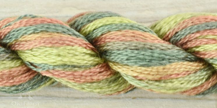 3701 Нитки ручного окрашивания OwlForest на основе DMC, пасма 8 метров Закат в лесу