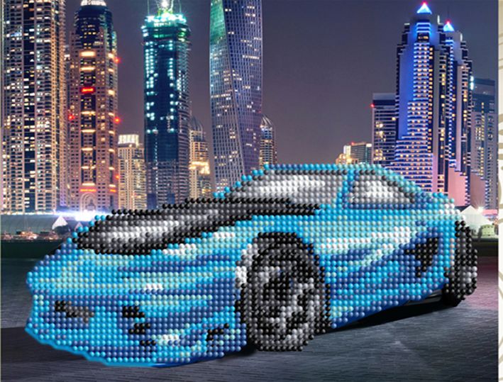БСА4-043 Алмазная мозаика ТМ Наследие "Синий автомобиль"