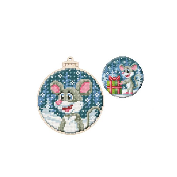 Набор для вышивания WoodStitch "Новогодний шар. Мышка", 10*10, BK-016
