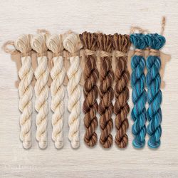 НМул-ИМЛ166-3322-3 Набор ниток OwlForest для схем «Индейские мотивы» (DMC) 3 цвета «Ламы» 32 каунт в 2 нити