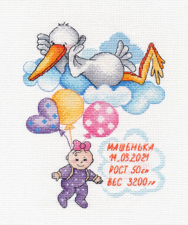 1413 Набор для вышивания Овен "Метрика.Машенька"