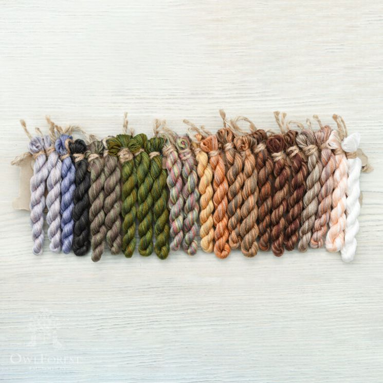 НМул-Сов-3283 Набор ниток OwlForest для схемы «100 сов» (DMC) 28 каунт в 3 нити