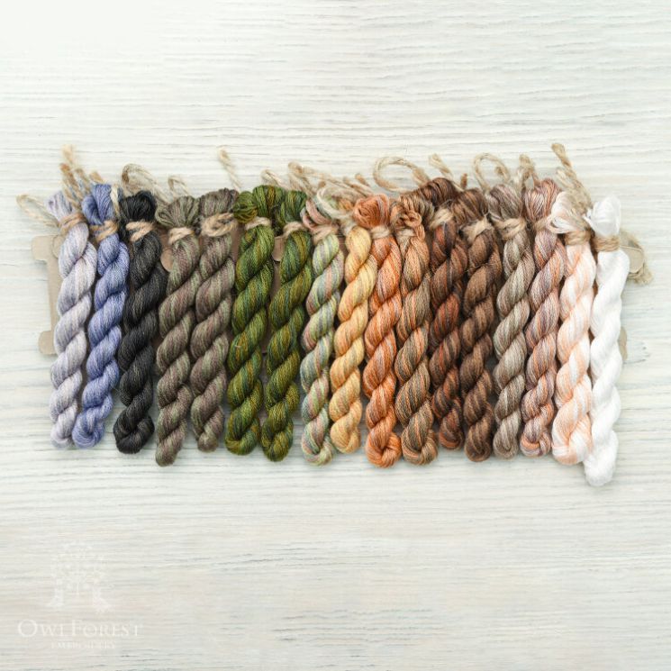 НМул-Сов-3322 Набор ниток OwlForest для схемы «100 сов» (DMC) 28, 32 каунт в 2 нити