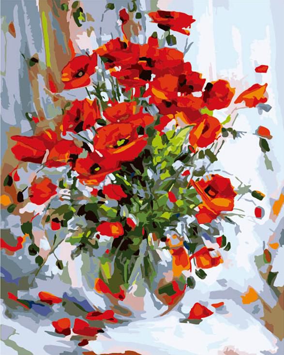 3085-СS Картина по номерам Белоснежка "Букет маков"