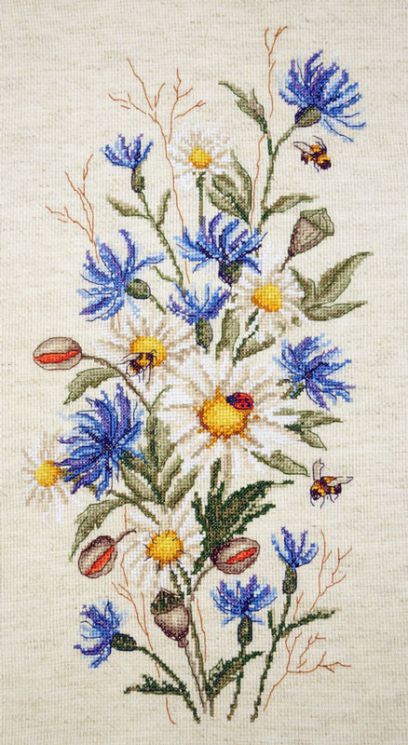 04.004.12 Набор для вышивания Марья Искусница "Васильки и ромашки"