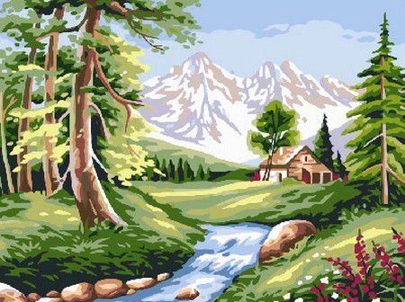 EX 6076 Картина по номерам Paintboy "Речка у леса"