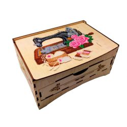 Набор для вышивания WoodStitch Шкатулка-комод "Швейная Машинка", 26*18*14, KD-003