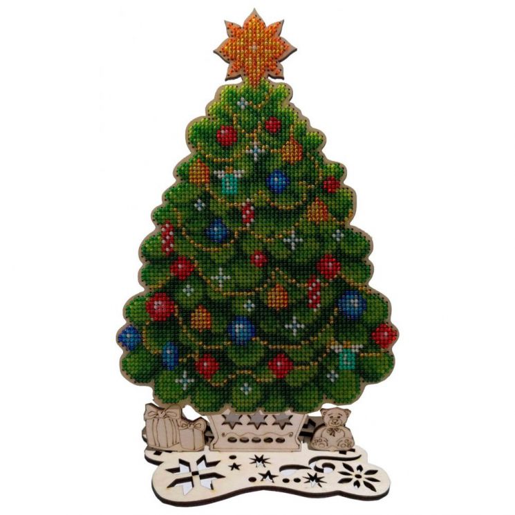 Набор для вышивания бисером WoodStitch "Елочка", 25х15, SH-003